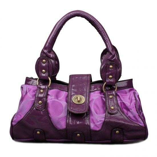 Coach Stud Lock Signature Small Purple Totes ENV | Women - Click Image to Close